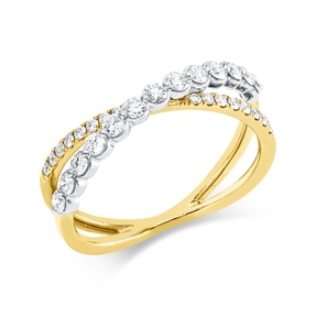 Ring aus 750 Gold gelb/weiß 29 Diamanten 0,49ct TW-SI B:5,8mm