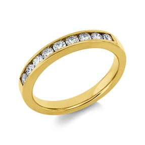 Halb-Memoire Ring aus 750 Gelbgold 9 Brillanten 0,47ct TW-SI/PI B:3,4mm