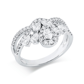 Ring aus 750 Gold Weißgold 53 Diamanten 1,2ct TW-SI B:13,2mm