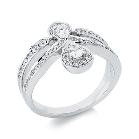 Ring aus 750 Gold Weißgold 50 Diamanten 0,74ct TW-SI B:16mm