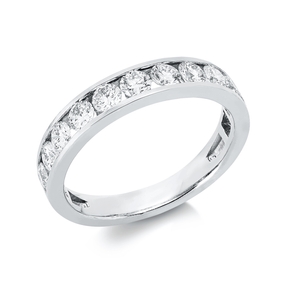 Halb-Memoire Ring aus 750 Weißgold 11 Brillanten 1,02ct TW-SI B:3,9mm