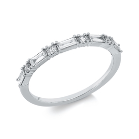 Ring aus 750 Gold Weißgold 9 Diamanten 0,34ct TW-PI B:2mm