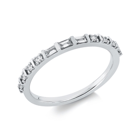 Ring aus 750 Gold Weißgold 11 Diamanten 0,21ct TW-PI B:1,9mm