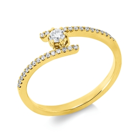 Ring aus 750 Gelbgold 30 Brillanten 0,1ct TW-SI 1 Brillant 0,11ct TW-SI B:7mm