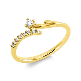 Ring aus 750 Gold Gelbgold 9 Brillanten 0,11ct TW-PI B:5,5mm