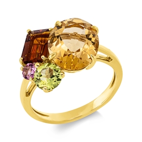 Ring aus 750 Gold Gelbgold 4 Citrine 5,3ct orange B:13,5mm