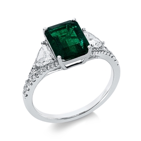 Ring aus 750 Weißgold Smaragd 2,13ct grün 19 Diamanten 0,8ct TW-VSI B:9,2mm Ring aus 750 Weißgold Smaragd 2,13ct grün 19 Diamanten 0,8ct TW-VSI B:9,2mm