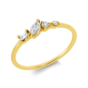 Ring aus 750 Gold Gelbgold 4 Diamanten 0,17ct TW-PI B:4,2mm