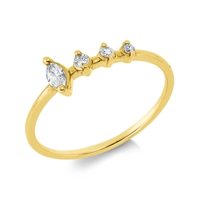 Ring aus 750 Gold Gelbgold 3 Diamanten 0,13ct TW-PI B:5,4mm