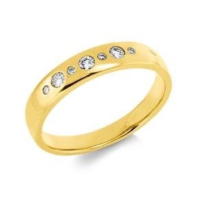 Ring aus 750 Gold Gelbgold 7 Brillanten 0,14ct TW-PI B:4mm Zarge