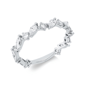 Ring aus 750 Gold Weißgold 17 Diamanten 0,92ct TW-PI B:3,4mm