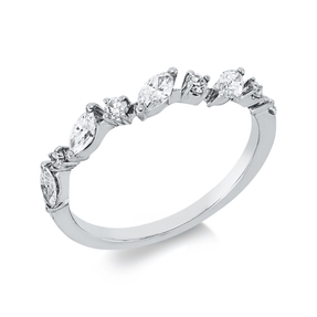 Ring aus 750 Gold Weißgold 9 Diamanten 0,38ct TW-PI B:3mm