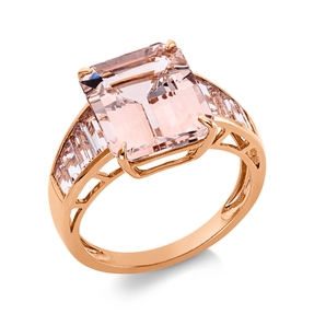 Ring aus 750 Gold Rotgold 9 Morganite 5,89ct pink B:11,8mm