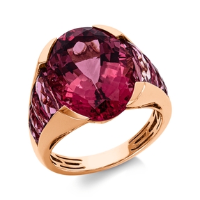 Ring aus 750 Gold Rotgold 9 Turmaline 12,43ct pink B:15,9mm
