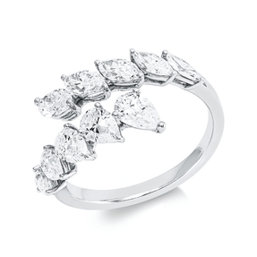 Ring aus 750 Gold Weißgold 10 Diamanten 2,1ct TW-SI B:10,9mm