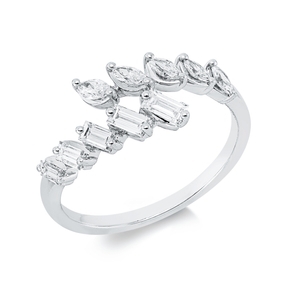 Ring aus 750 Gold Weißgold 10 Diamanten 0,57ct TW-PI B:7,9mm