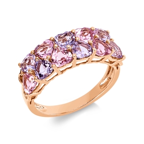 Ring aus 750 Gold Rotgold 11 Amethyste 2,8ct pink B:6,8mm
