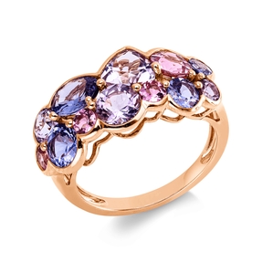 Ring aus 750 Gold Rotgold 12 Turmaline 4,7ct pink B:11,1mm