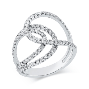 Ring aus 750 Gold Weißgold 86 Brillanten 0,64ct TW-SI B:17,8mm