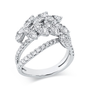 Ring aus 750 Gold Weißgold 68 Brillanten 1,38ct TW-SI B:15,5mm