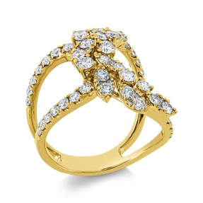 Ring aus 750 Gold Gelbgold 62 Diamanten 1,69ct TW-SI B:23,4mm
