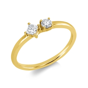 Ring aus 750 Gold Gelbgold 2 Diamanten 0,26ct TW-SI B:4,9mm