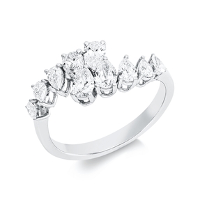 Ring aus 750 Gold Weißgold 10 Diamanten 1,07ct F-VSI/SI B:9,2mm