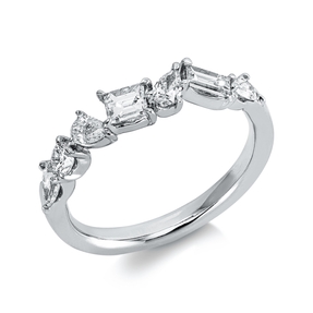 Ring aus 750 Gold Weißgold 7 Diamanten 0,77ct TW-SI B:4,6mm