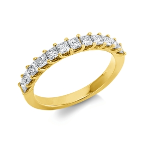 Ring aus 750 Gelbgold 12 Diamanten Prinzess-Schliff 0,77ct TW-SI B:3,1mm