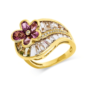 Ring aus 750 Gelbgold 22 Turmaline 5,2ct pink 12 Brillanten 0,05ct TW-SI B:16,2mm Ring aus 750 Gelbgold 22 Turmaline 5,2ct pink 12 Brillanten 0,05ct TW-SI B:16,2mm