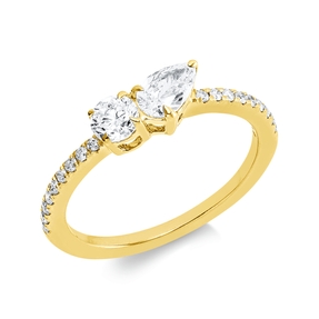 Ring aus 750 Gold Gelbgold 20 Diamanten 0,69ct TW-SI B:4,6mm