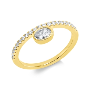 Ring aus 750 Gold Gelbgold 22 Diamanten 0,46ct TW-SI B:6,2mm