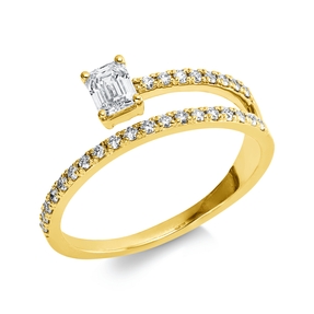 Ring aus 750 Gold Gelbgold 28 Diamanten 0,5ct TW-SI B:6,7mm