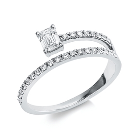 Ring aus 750 Gold Weißgold 28 Diamanten 0,5ct TW-SI B:6,7mm