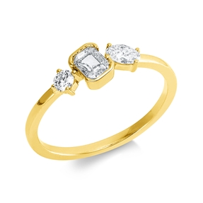 Ring aus 750 Gold Gelbgold 3 Diamanten 0,52ct TW-SI B:5,5mm