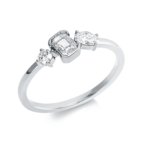 Ring aus 750 Gold Weißgold 3 Diamanten 0,52ct TW-SI B:5,5mm