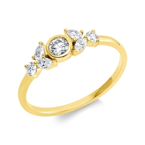Ring aus 750 Gold Gelbgold 7 Diamanten 0,38ct TW-SI B:4,9mm