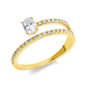 Ring aus 750 Gold Gelbgold 28 Diamanten 0,51ct TW-SI B:6,7mm
