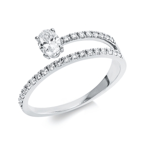 Ring aus 750 Gold Weißgold 28 Diamanten 0,5ct TW-SI B:6,7mm