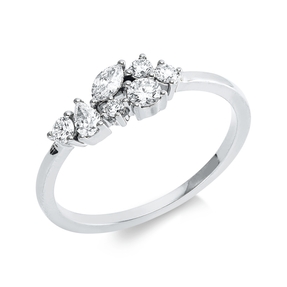 Ring aus 750 Gold Weißgold 7 Diamanten 0,35ct TW-SI B:5,1mm