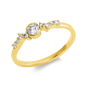 Ring aus 750 Gelbgold 8 Brillanten 0,12ct TW-SI 1 Brillant 0,14ct TW-SI B:4,2mm