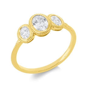 Ring aus 750 Gold Gelbgold 3 Diamanten 0,68ct TW-SI B:7,6mm Zarge