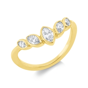Ring aus 750 Gold Gelbgold 5 Diamanten 0,52ct TW-SI B:6,2mm Zarge