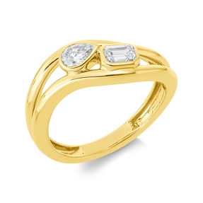 Ring aus 750 Gold Gelbgold 2 Diamanten 0,47ct TW-SI B:8,5mm Zarge