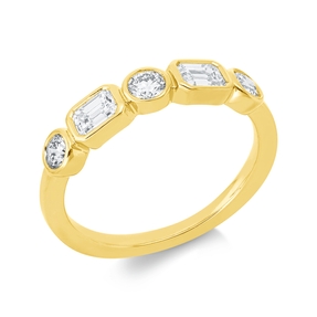 Ring aus 750 Gold Gelbgold 5 Diamanten 0,79ct TW-SI B:4mm Zarge