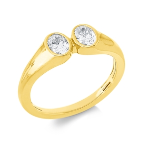 Ring aus 750 Gold Gelbgold 2 Diamanten Oval-Schliff 0,61ct TW-SI B:6mm Zarge