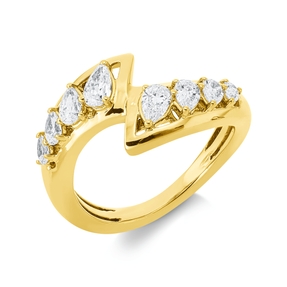 Ring aus 750 Gold Gelbgold 8 Diamanten 0,81ct TW-SI B:11,3mm