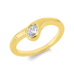 Ring aus 750 Gold Gelbgold Diamant Oval-Schliff 0,25ct TW-SI B:6,8mm Zarge