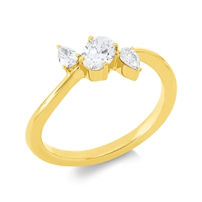 Ring aus 750 Gold Gelbgold 3 Diamanten 0,53ct TW-SI B:8,6mm