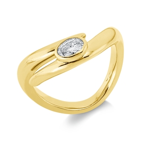 Solitaire Ring aus 750 Gelbgold Diamant Oval-Schliff 0,28ct TW-SI B:6,5mm Zarge